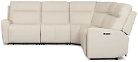 Flexsteel Sterling Ivory Lthr/vinyl Small Triple Power Reclining Two-arm Sectional