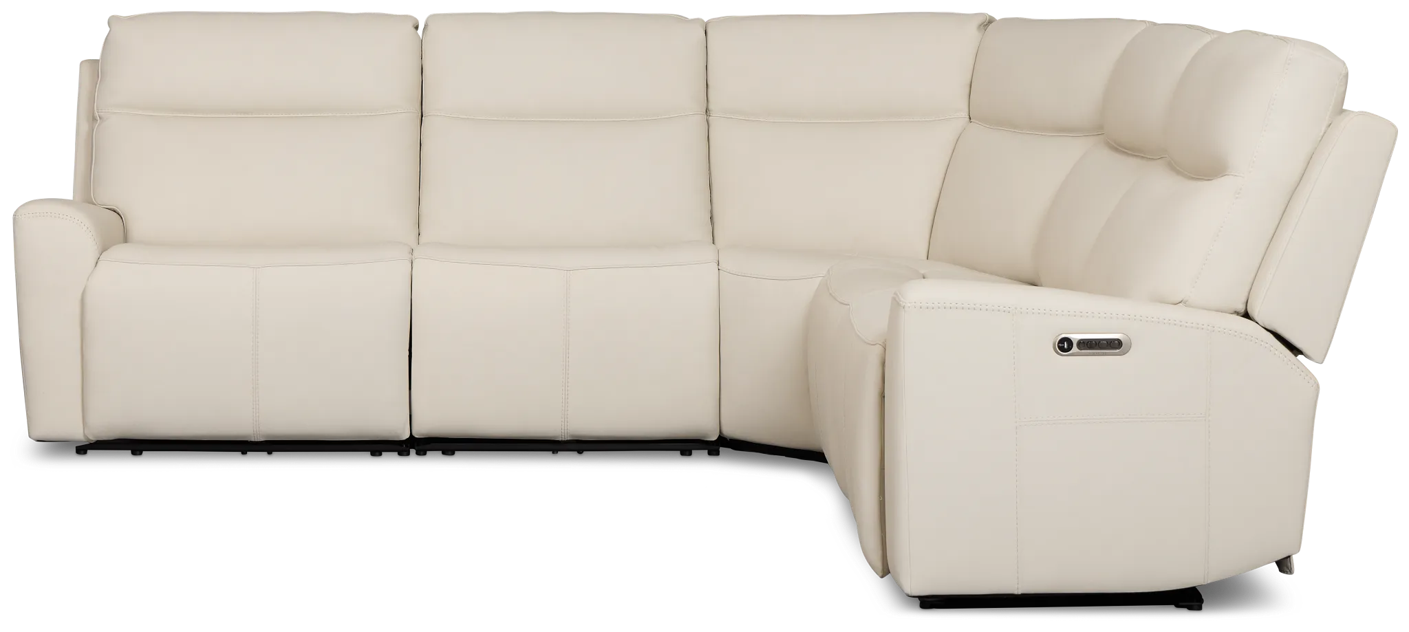 Flexsteel Sterling Ivory Lthr/vinyl Small Triple Power Reclining Two-arm Sectional