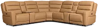 Wilder Brown Leather Large Dual Power Reclining Two-arm Sectional