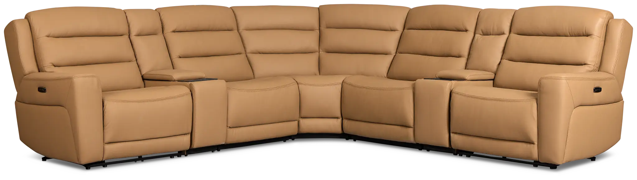 Wilder Brown Leather Large Dual Power Reclining Two-arm Sectional Wilder Brown Leather Large Dual Power Reclining Two-arm Sectional