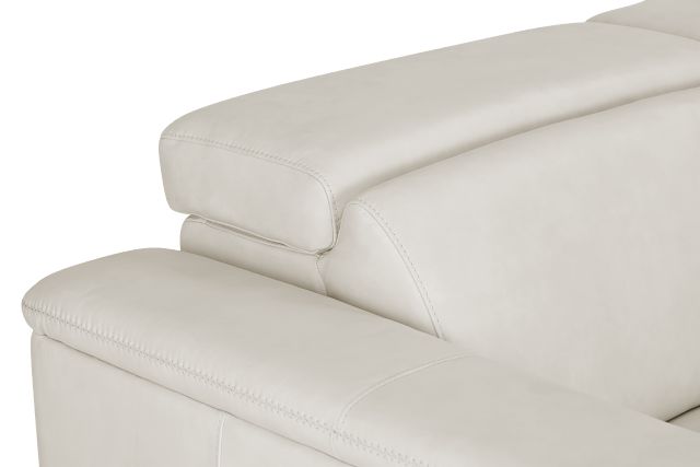 Ainsley White Leather Large Dual Power Reclining Two-arm Sectional