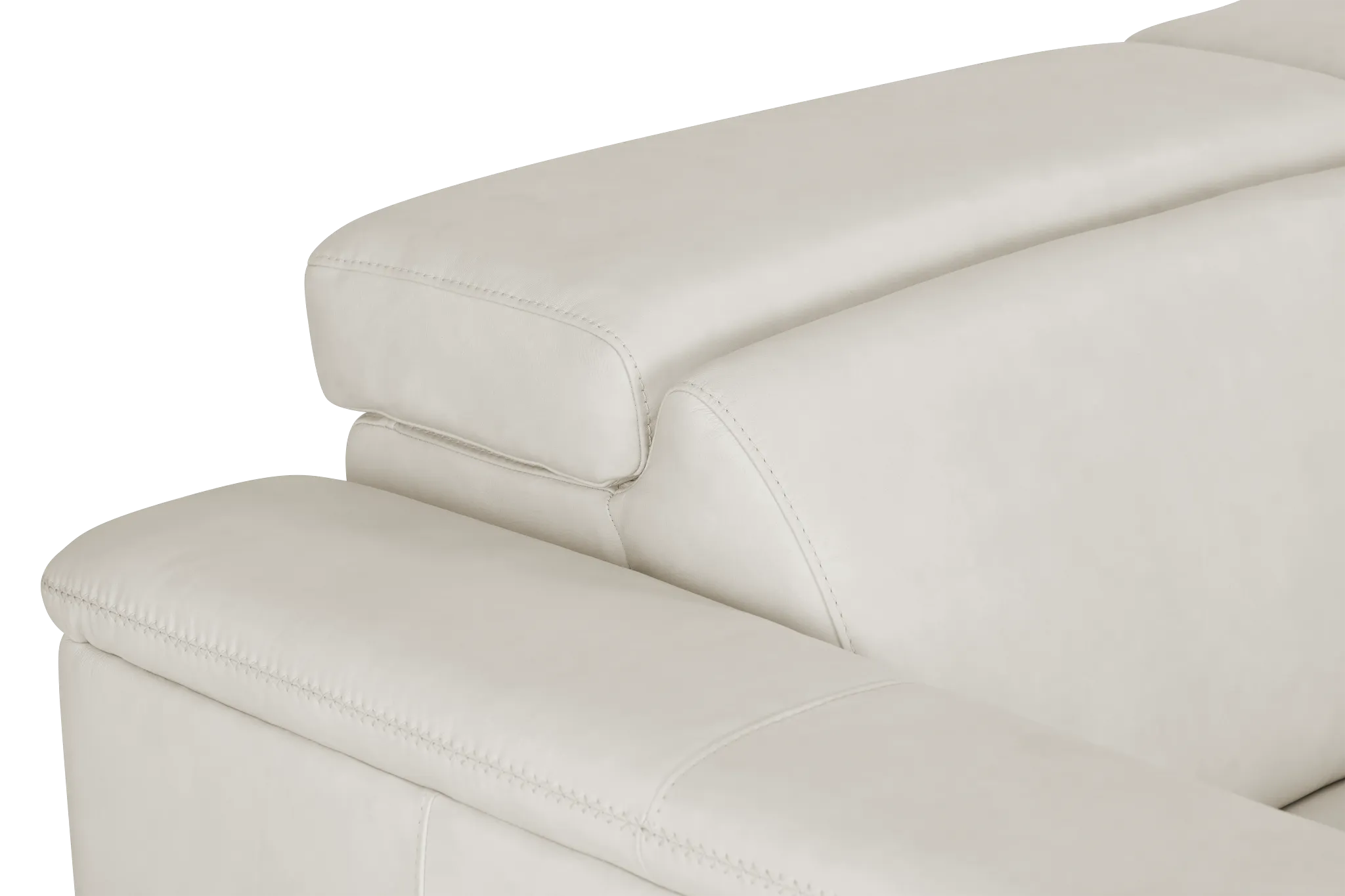 Ainsley White Leather Large Dual Power Reclining Two-arm Sectional