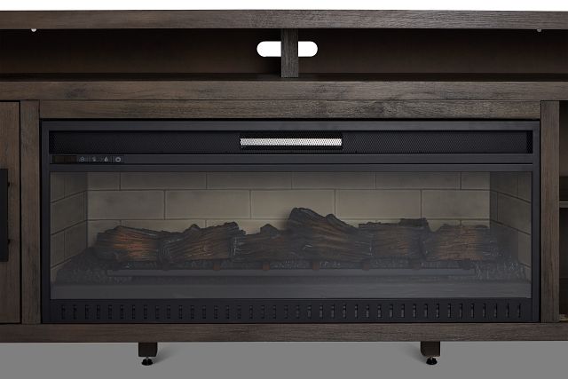 Richmond Gray 80" Open Pier Entertainment Wall With Fireplace