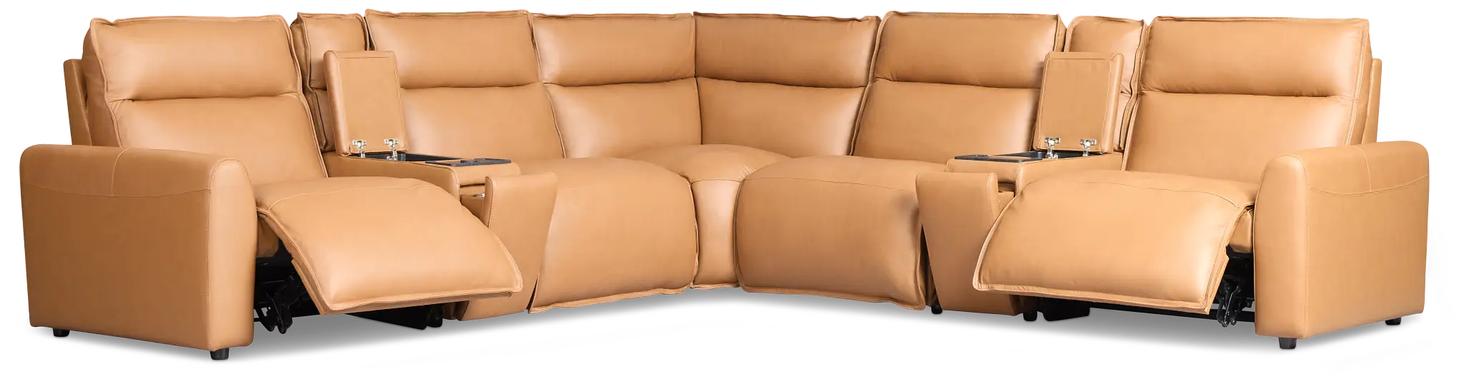 Edison Medium Brown Leather/Vinyl Large Dual Power Reclining Two-arm Sectional Edison Medium Brown Leather/Vinyl Large Dual Power Reclining Two-arm Sectional