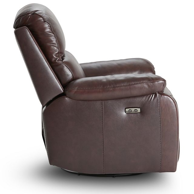 Mason Brown Leather Power Glider Recliner With Power Headrest