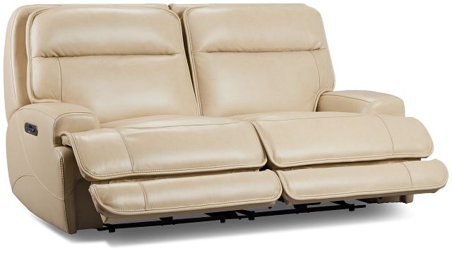 Casey Light Beige Lthr/vinyl Power Reclining Sofa