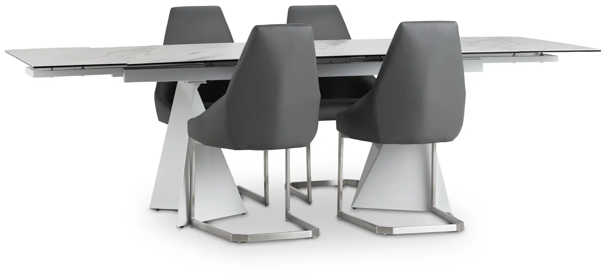 Monaco Gray Ceramic Table & 4 Upholstered Chairs Monaco Gray Ceramic Table & 4 Upholstered Chairs