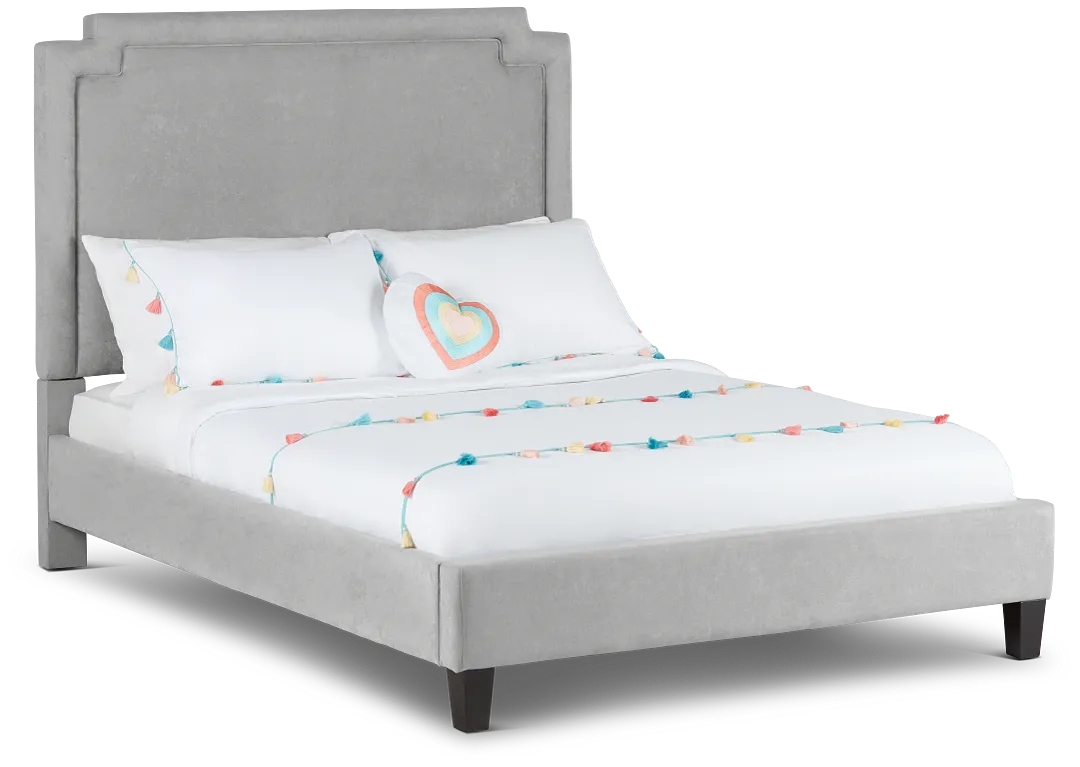 Whitney Light Gray Uph Platform Bed