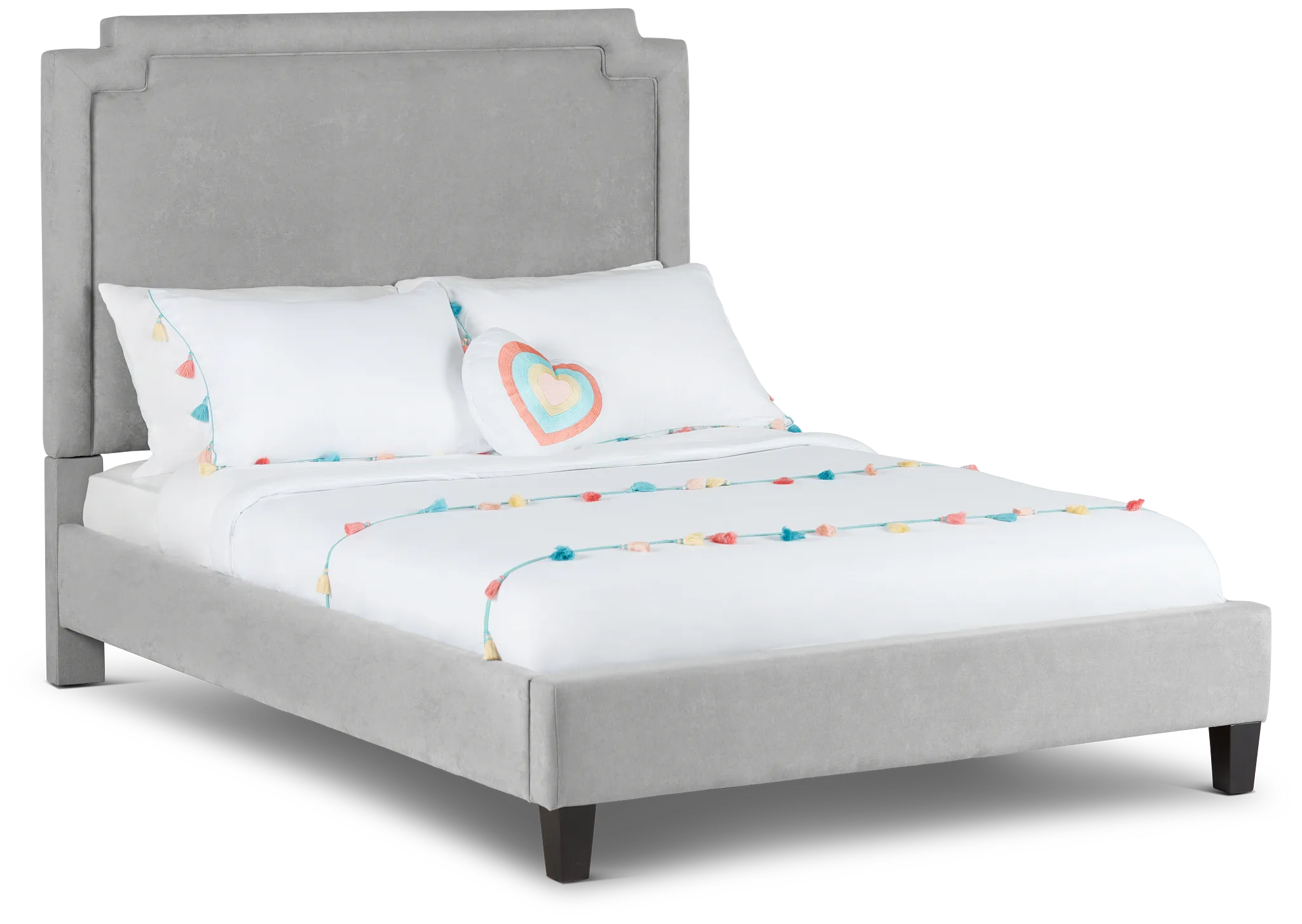 Whitney Light Gray Uph Platform Bed