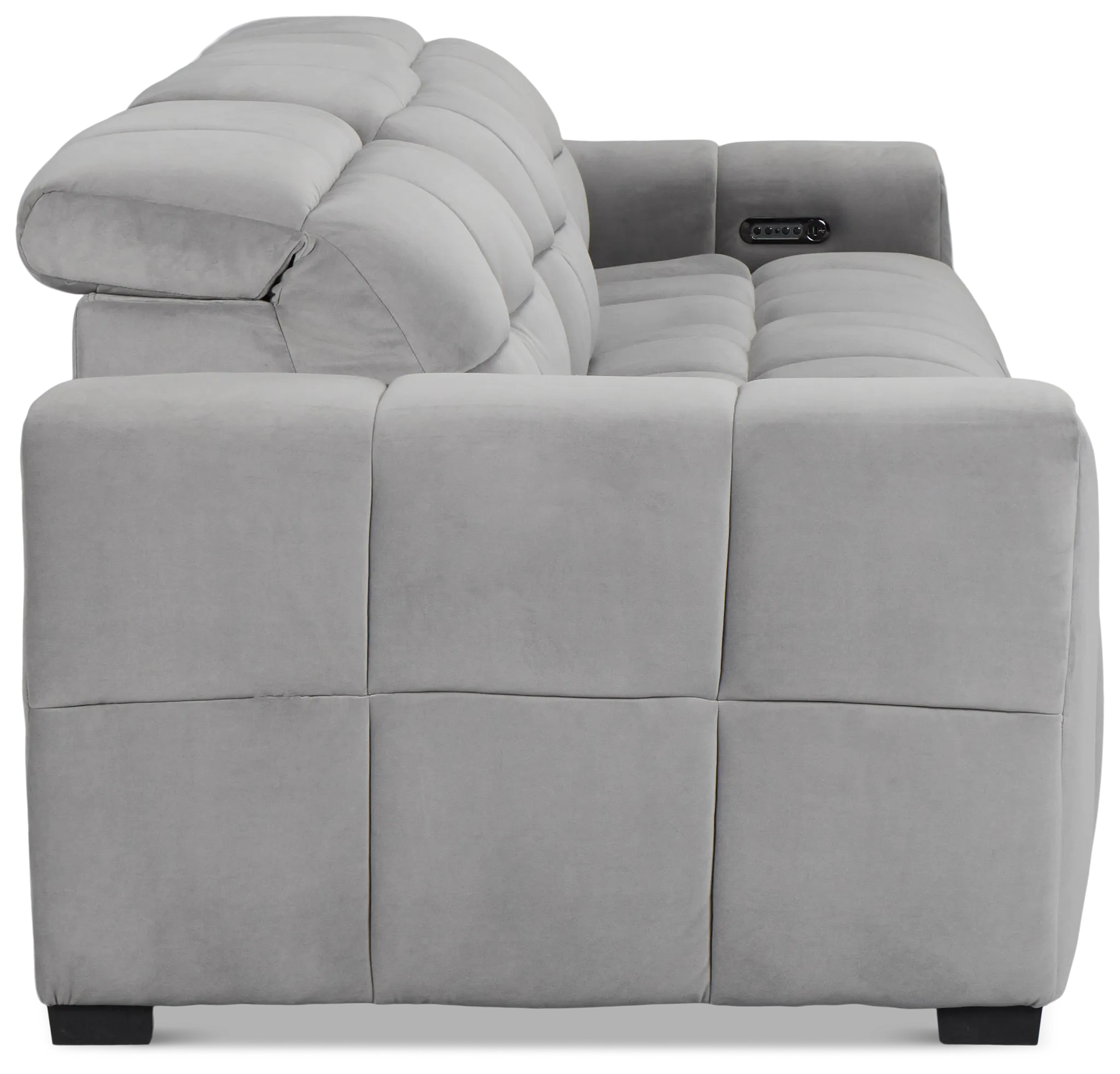 Gemma Light Gray Velvet Left Chaise Power Reclining Sectional