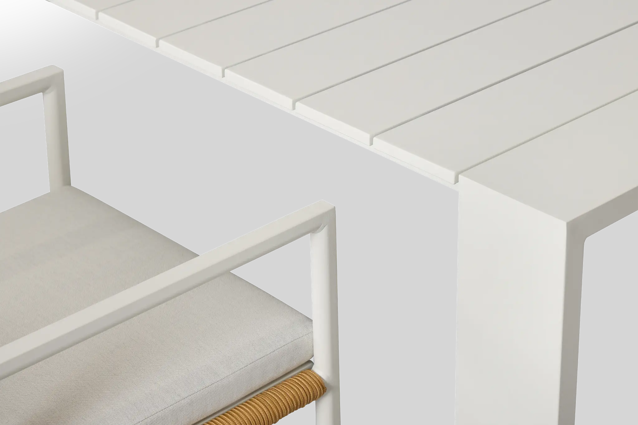 Sunrise White 86" Rectangular Table & 4 Aluminum Arm Chairs Sunrise White 86" Rectangular Table & 4 Aluminum Arm Chairs