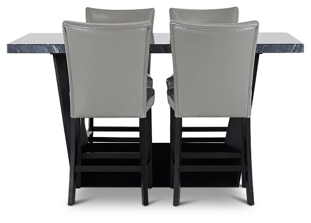 Auburn Dark Gray High Table & 4 Gray Upholstered Barstools (2)