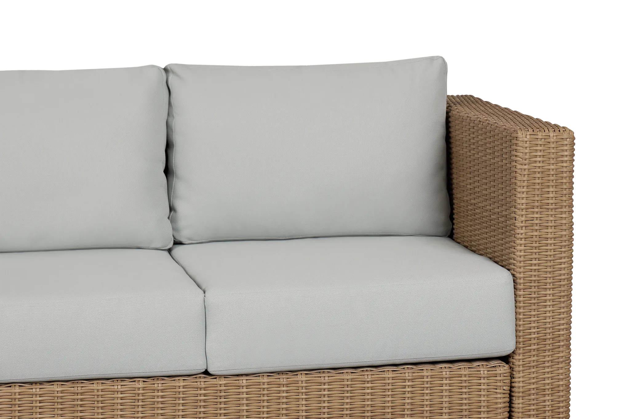 Montecito Light Tone Sofa With Light Blue Cushions