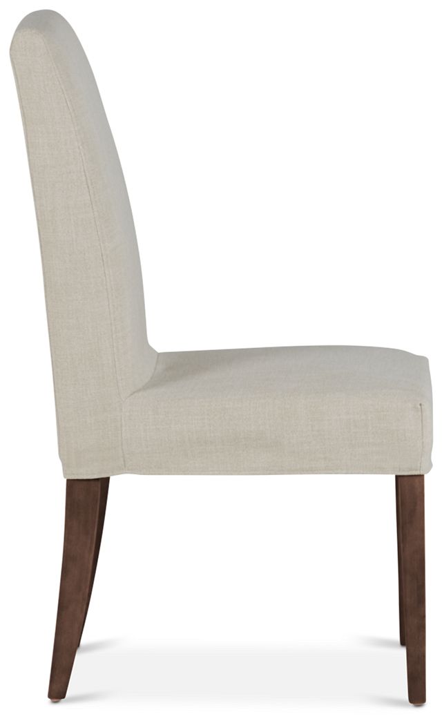 Harbor Light Beige Short Slipcover Chair With Medium-tone Leg