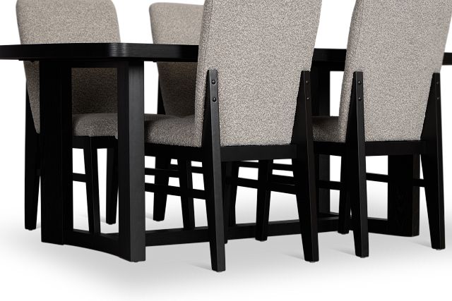 Modesto Black Rectangular Table & 4 Upholstered Chairs