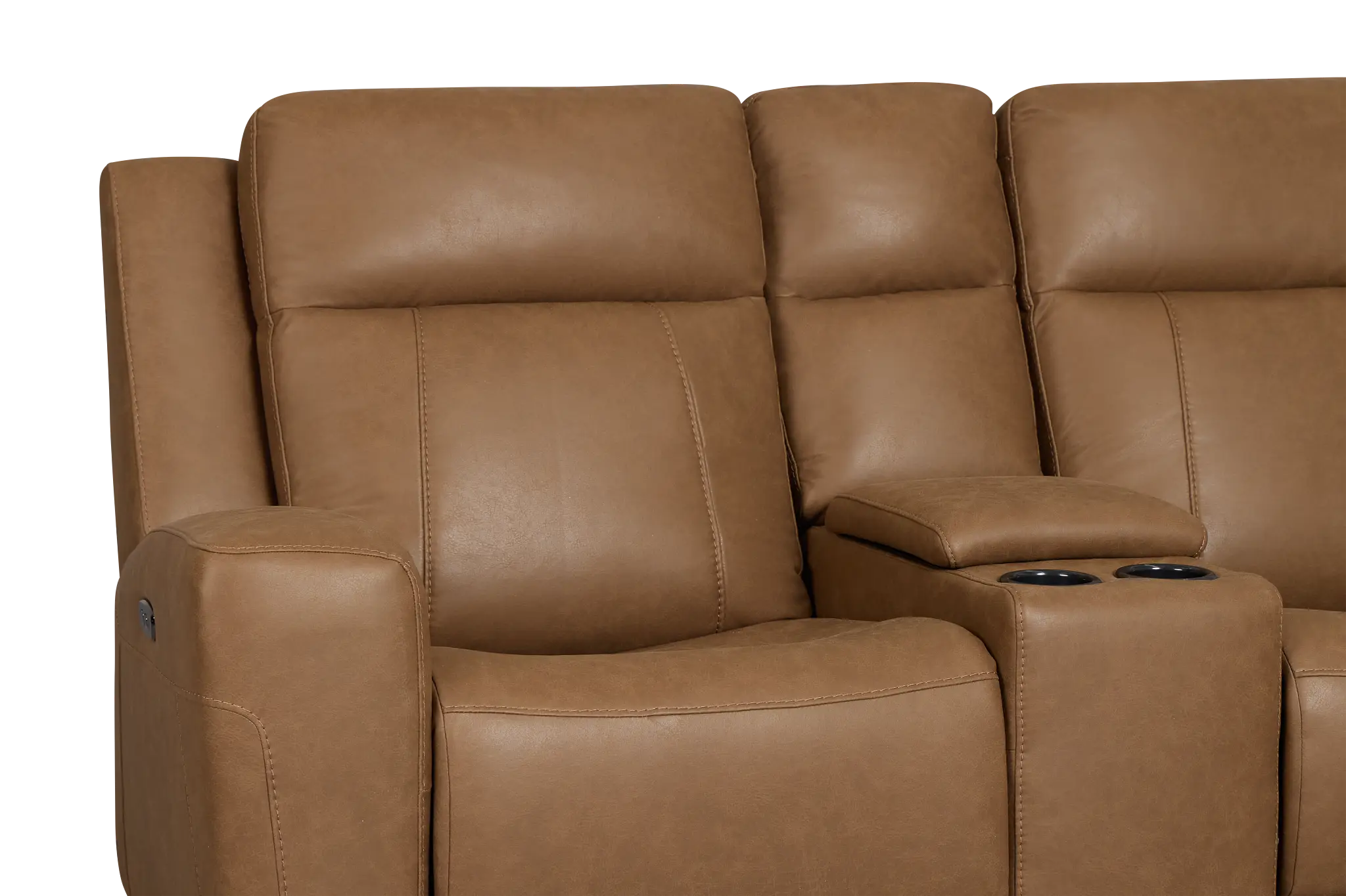Colton Brown Micro Power Reclining Console Loveseat W/ Power Headrest Colton Brown Micro Power Reclining Console Loveseat W/ Power Headrest