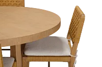 Malibu Light Tone Wood Round Table & 4 Woven Chairs