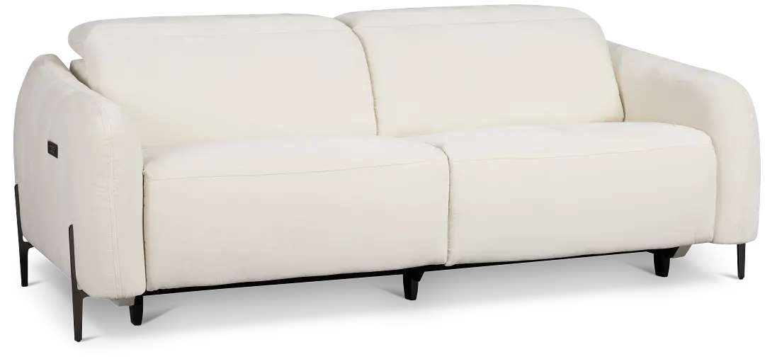 Zuri White Velvet Power Reclining Sofa W/ Power Headrest Zuri White Velvet Power Reclining Sofa W/ Power Headrest