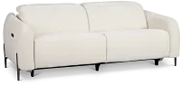 Zuri White Velvet Power Reclining Sofa W/ Power Headrest