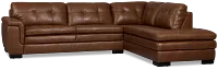 Braden Medium Brown Leather Small Right Bumper Sectional
