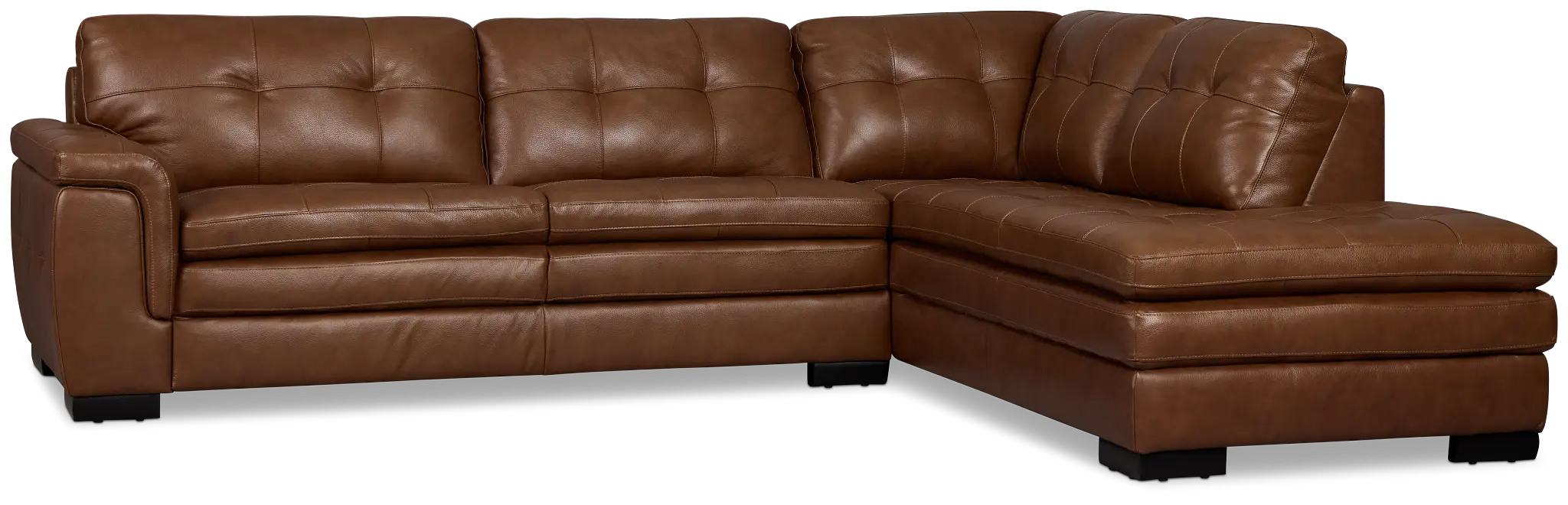 Braden Medium Brown Leather Small Right Bumper Sectional Braden Medium Brown Leather Small Right Bumper Sectional