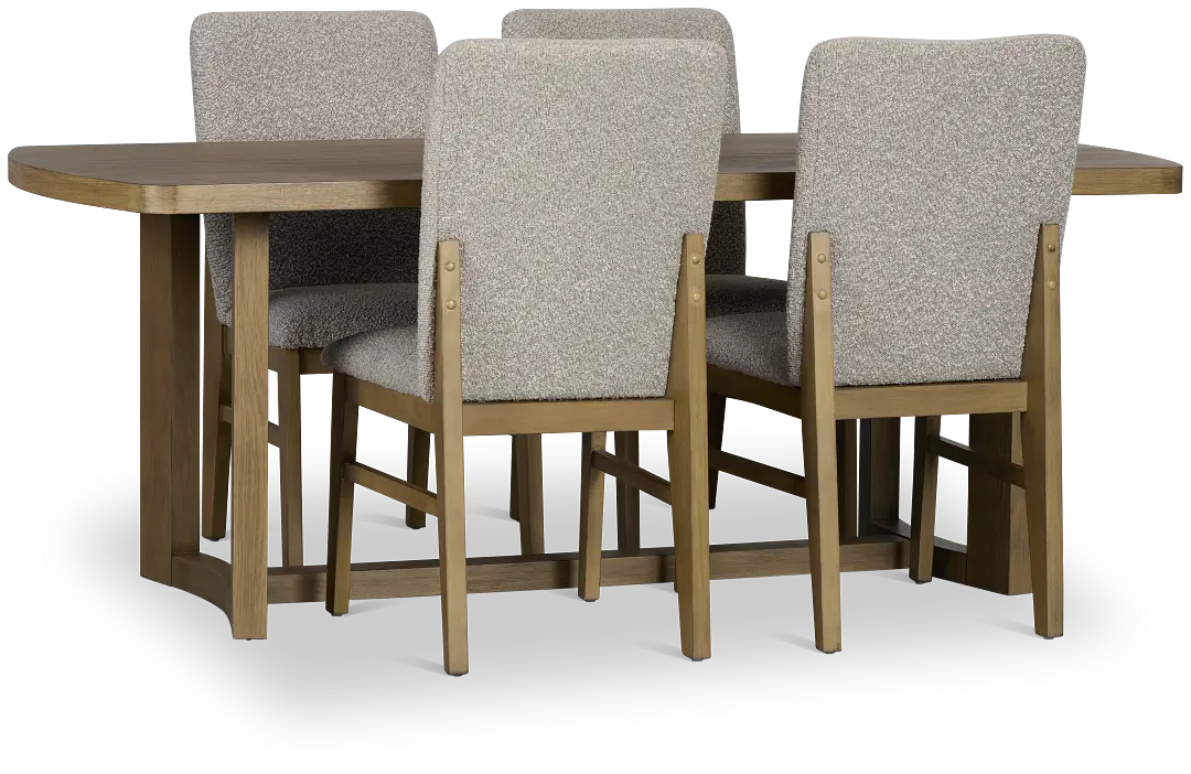 Modesto Light Tone Rectangular Table & 4 Upholstered Chairs Modesto Light Tone Rectangular Table & 4 Upholstered Chairs