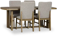 Modesto Light Tone Rectangular Table & 4 Upholstered Chairs