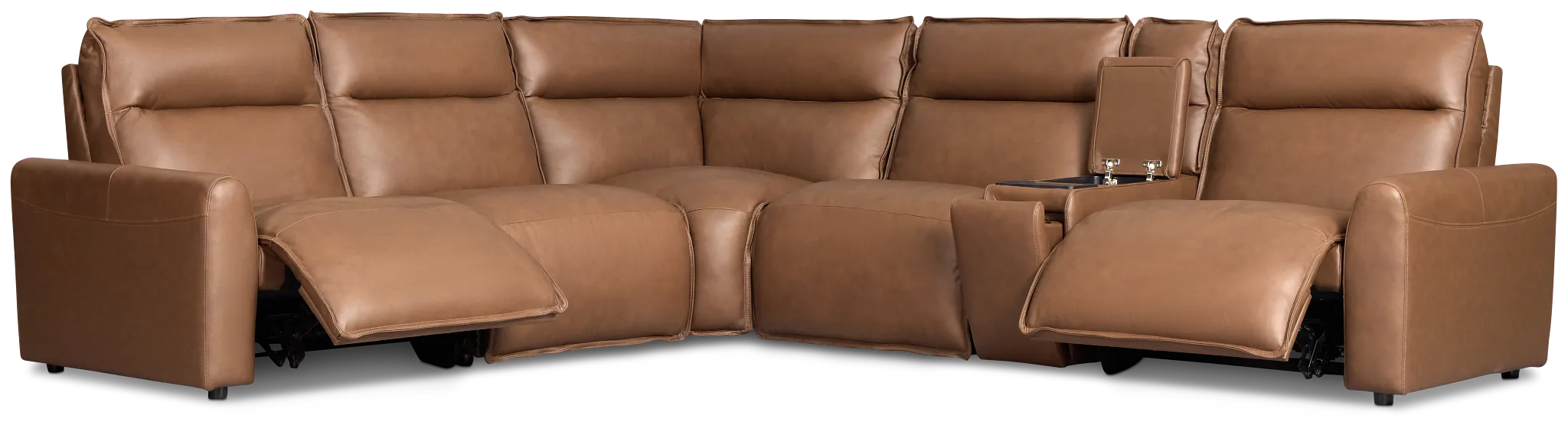 Edison Dark Brown Lthr/vinyl Medium Dual Power 2-arm Reclining Sectional