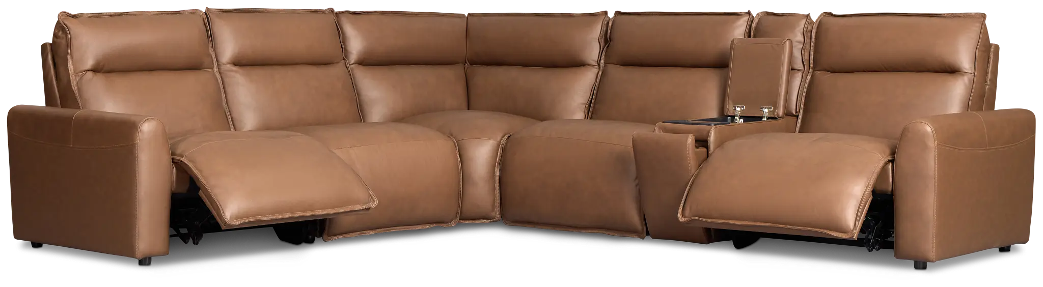 Edison Dark Brown Lthr/vinyl Medium Dual Power 2-arm Reclining Sectional Edison Dark Brown Lthr/vinyl Medium Dual Power 2-arm Reclining Sectional