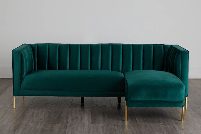 Bella Dark Green Velvet Right Chaise Sectional