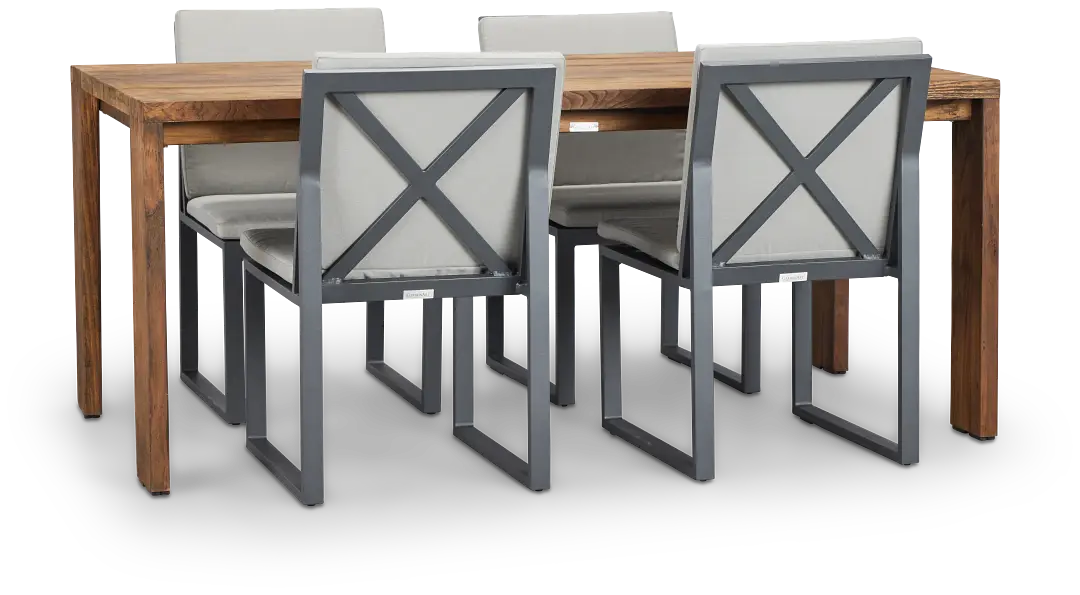 Linear Dark Gray 70" Teak Table & 4 Cushioned Side Chairs Linear Dark Gray 70" Teak Table & 4 Cushioned Side Chairs