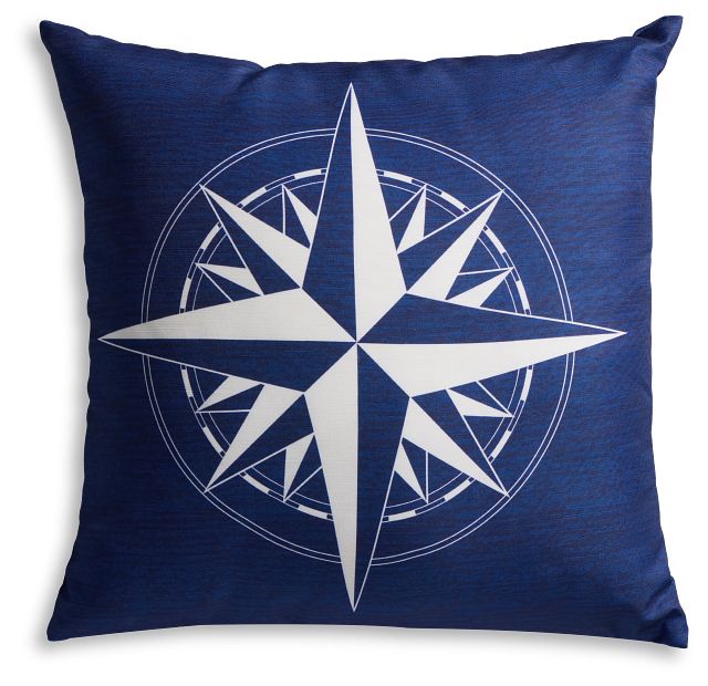 Compass Dark Blue 18" Square Accent Pillow