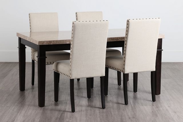Portia Dark Tone Marble Table & 4 Upholstered Chairs (0)