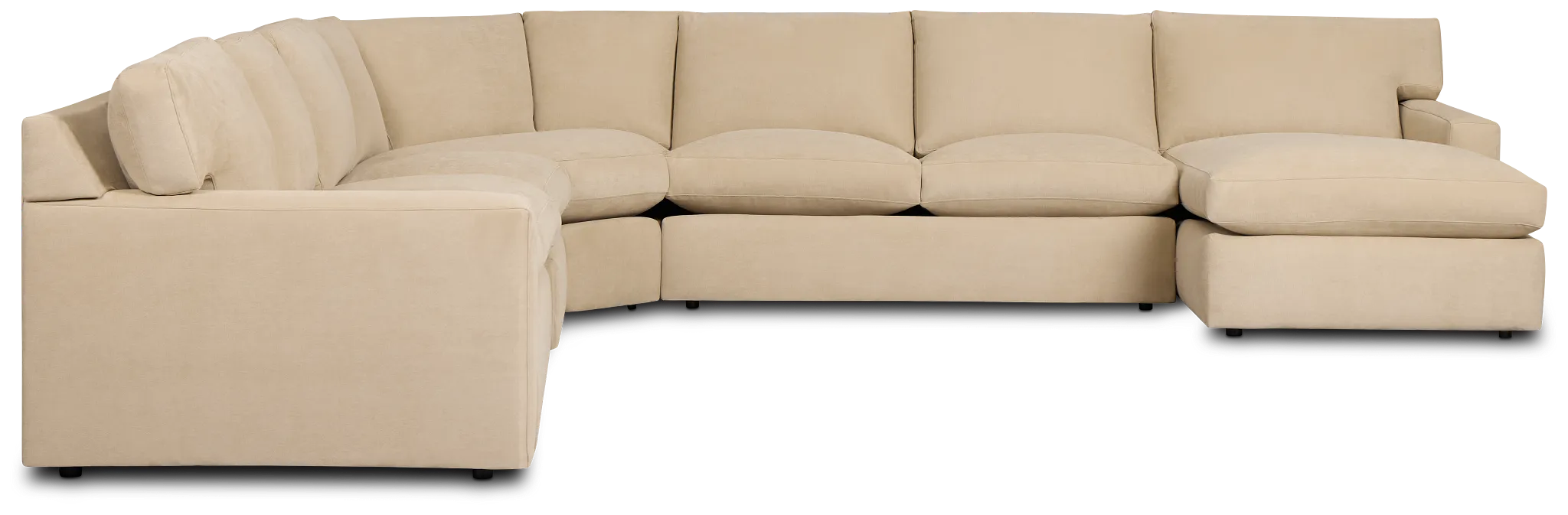 Hudson Beige Fabric Large Right Chaise Wedge Sectional