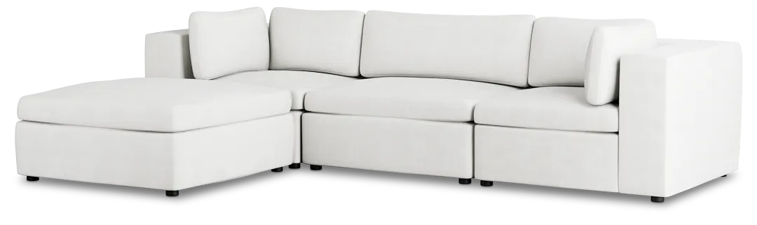 Destin Sutton White Fabric 4-piece Bumper Sectional