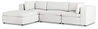 Destin Sutton White Fabric 4-piece Bumper Sectional