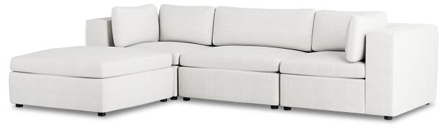 Destin Sutton White Fabric 4-piece Bumper Sectional