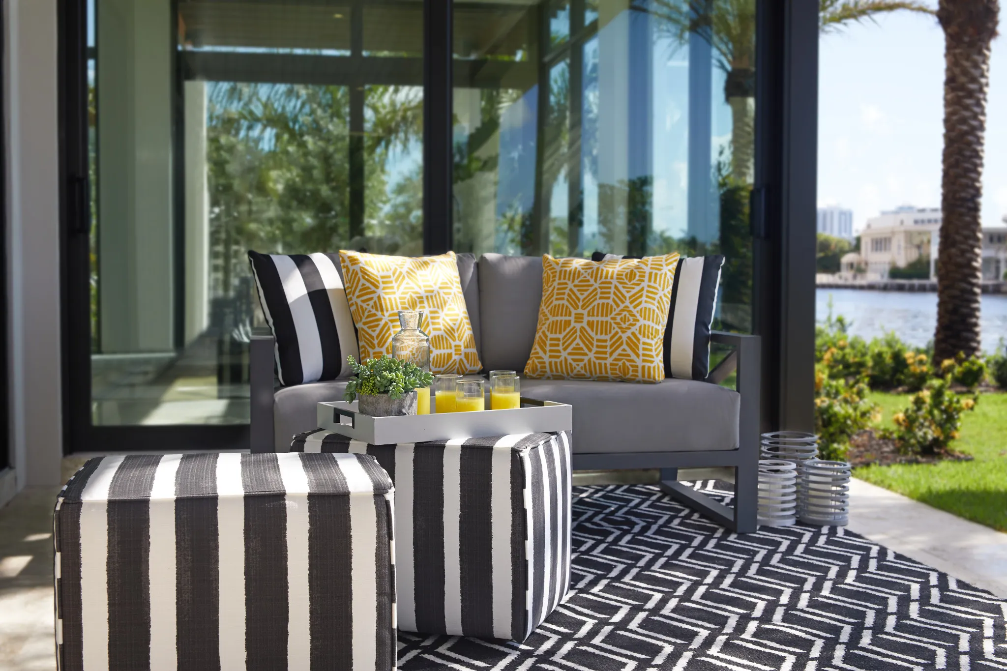 Linear Dark Gray Aluminum Loveseat