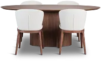 Nomad Mid Tone 78" Oval Table & 4 Light Beige Chairs W/ Mid-tone Legs