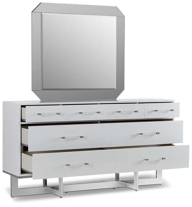 Cortina White Dresser & Mirror