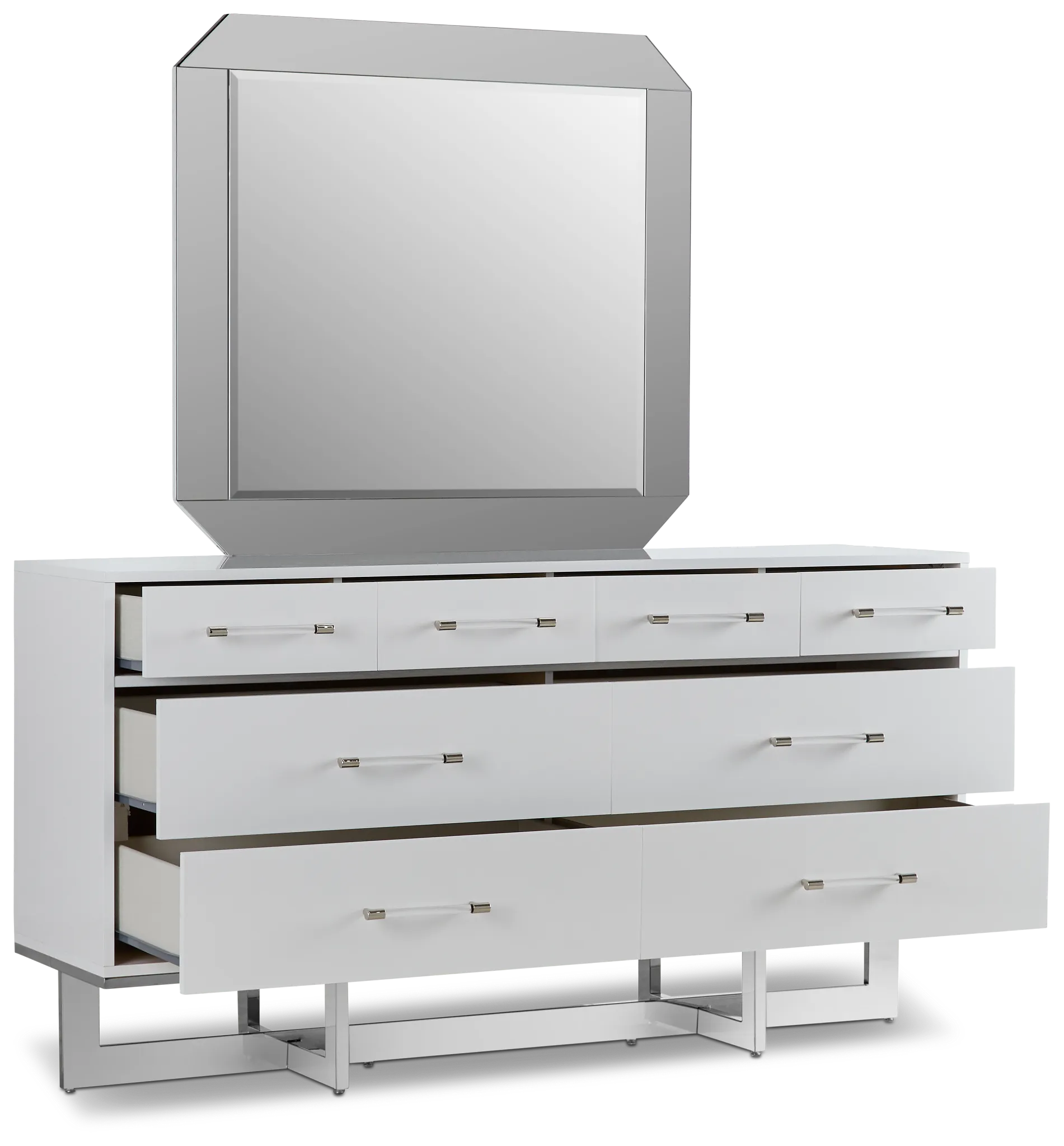 Cortina White Dresser & Mirror