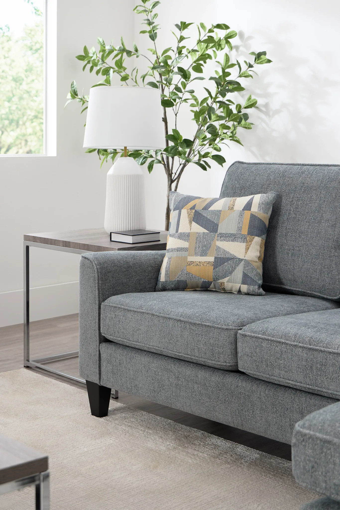 Cory Blue Fabric Chaise Sectional