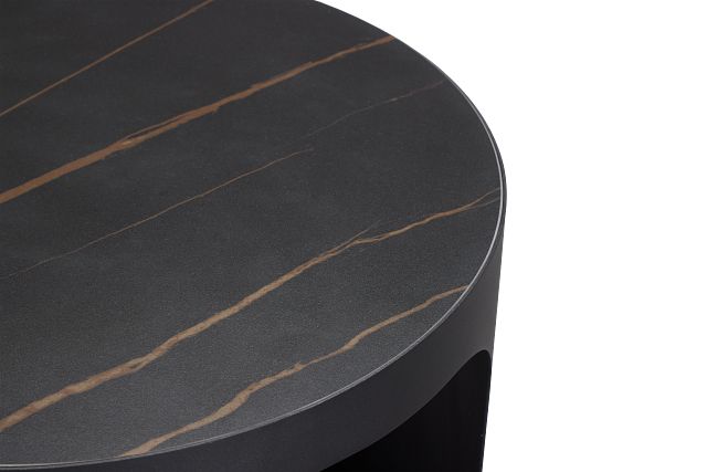 Abel Black Round End Table