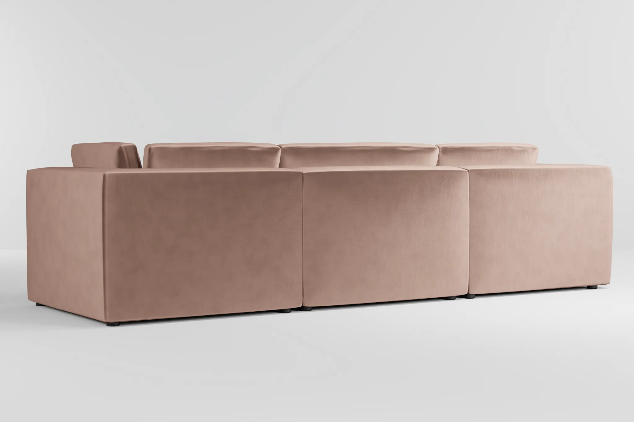 Destin Joya Light Pink Velvet 3-piece Modular Sofa