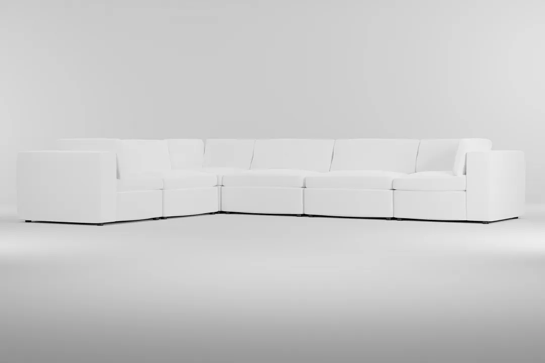 Destin Suave White Fabric 6-piece Modular Sectional
