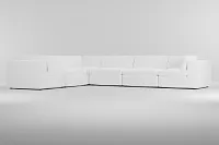 Destin Suave White Fabric 6-piece Modular Sectional