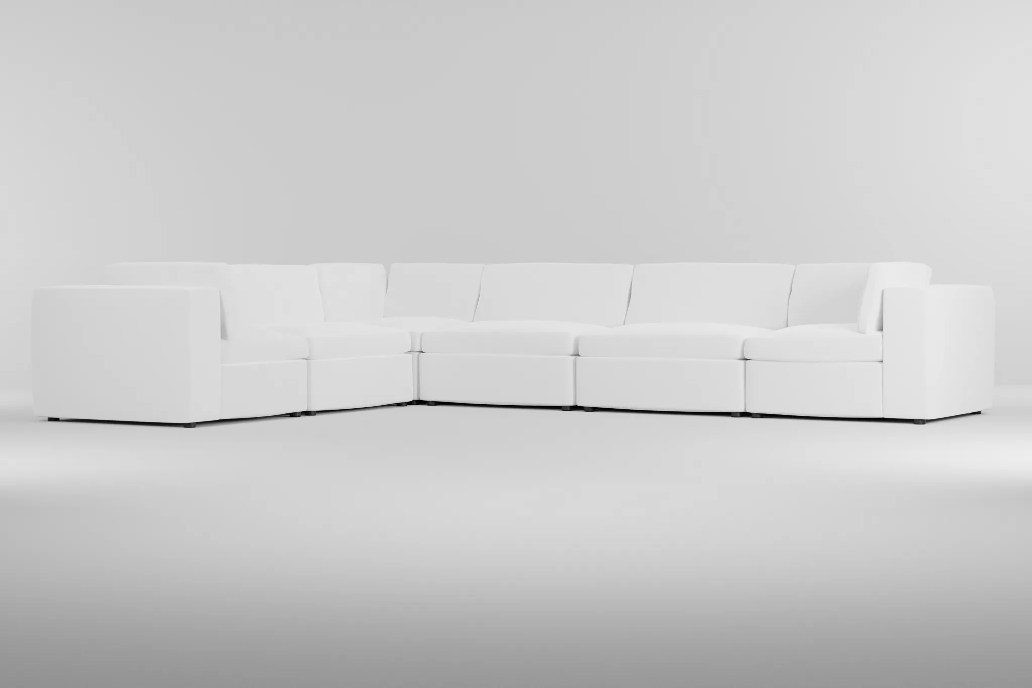 Destin Suave White Fabric 6-piece Modular Sectional