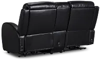 Omega Black Micro Power Reclining Console Loveseat