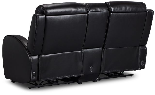 Omega Black Micro Power Reclining Console Loveseat