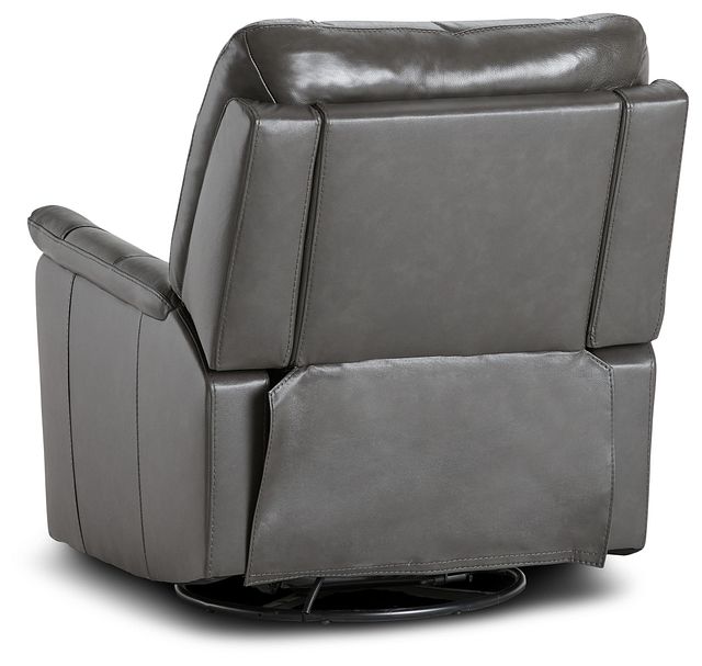 Owen Dark Gray Leather Power Glider Recliner With Power Headrest